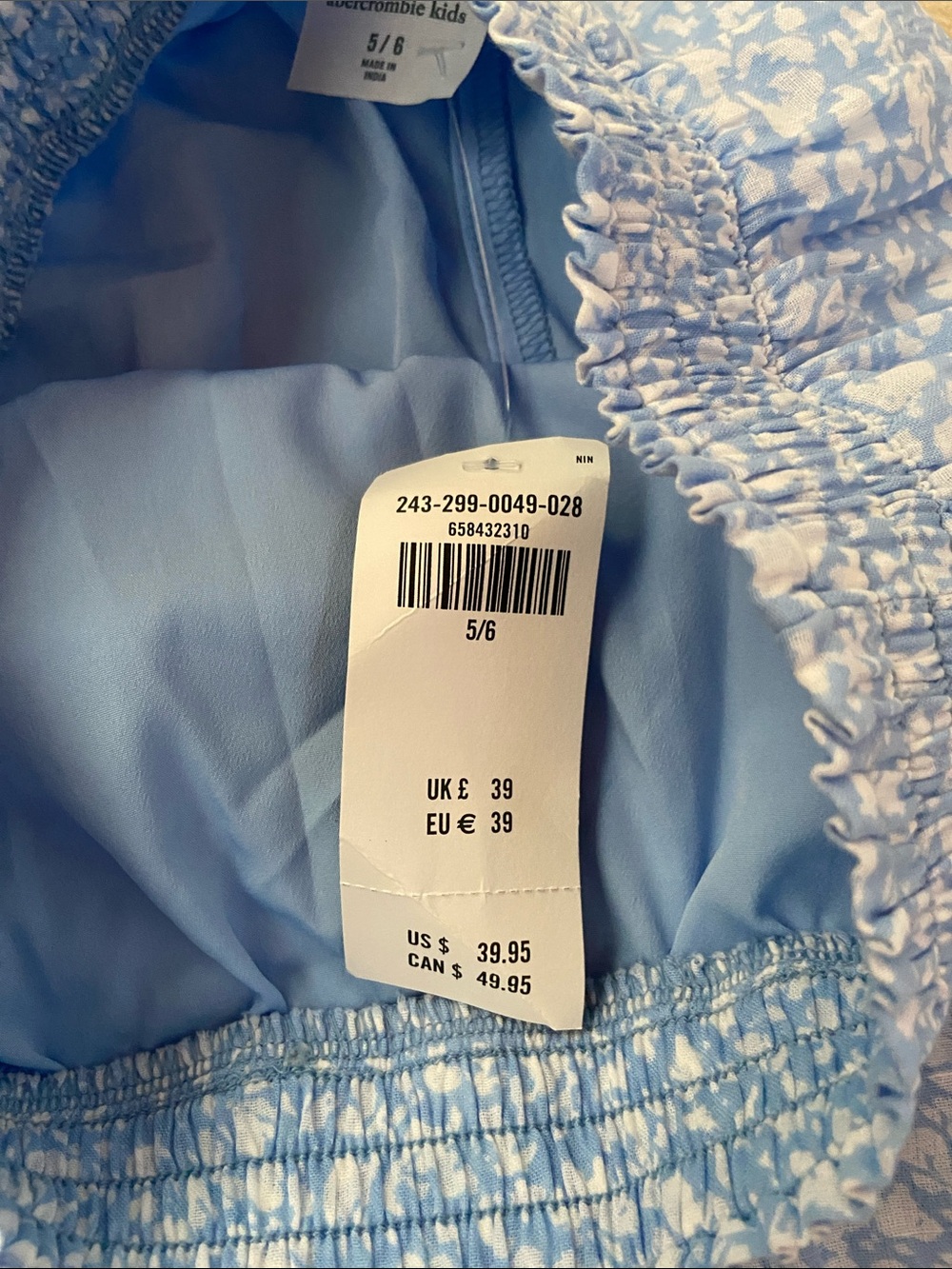 Abercrombie Kids Light Blue Floral Tiered Maxi Flowy Peasant Skirt Size 5/6 New - Picture 4 of 4